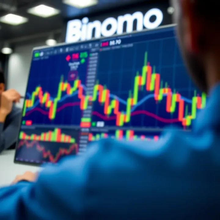 Overview of Binomo trading platform interface showing charts and financial tools