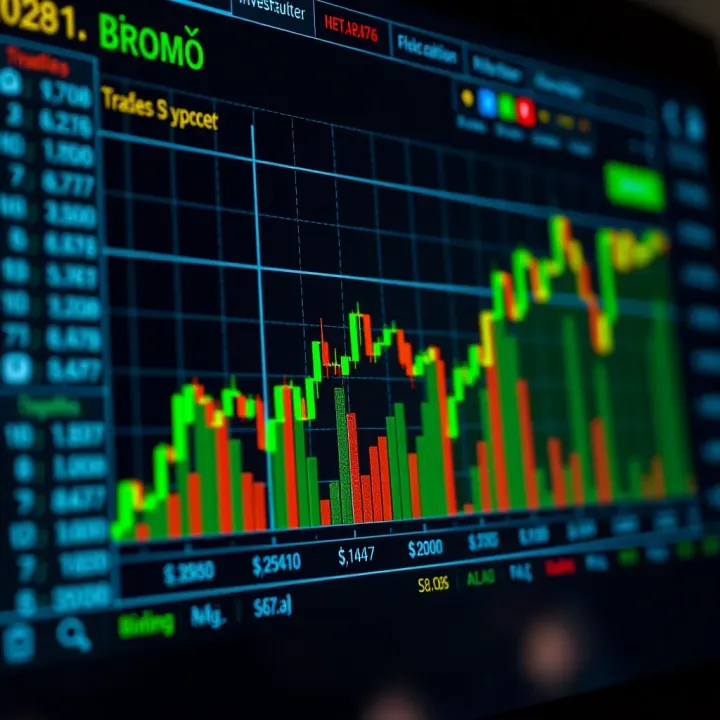 Graph showing trading trends and investment performance indicators on Binomo