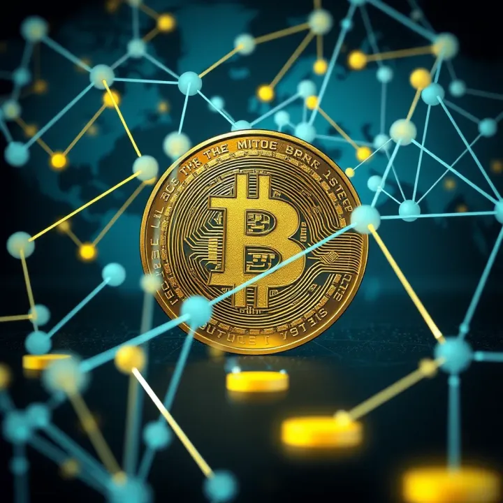 Digital illustration of Bitcoin with global network connections symbolizing market influence