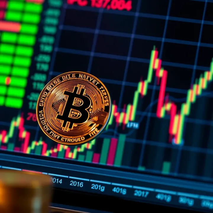 Graph showing the short-term price trends of Bitcoin with technical analysis indicators
