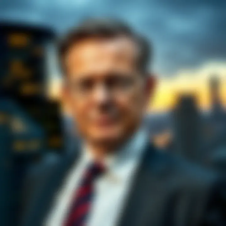 Portrait of Antonio Ressler with a city skyline background symbolizing his impact in finance