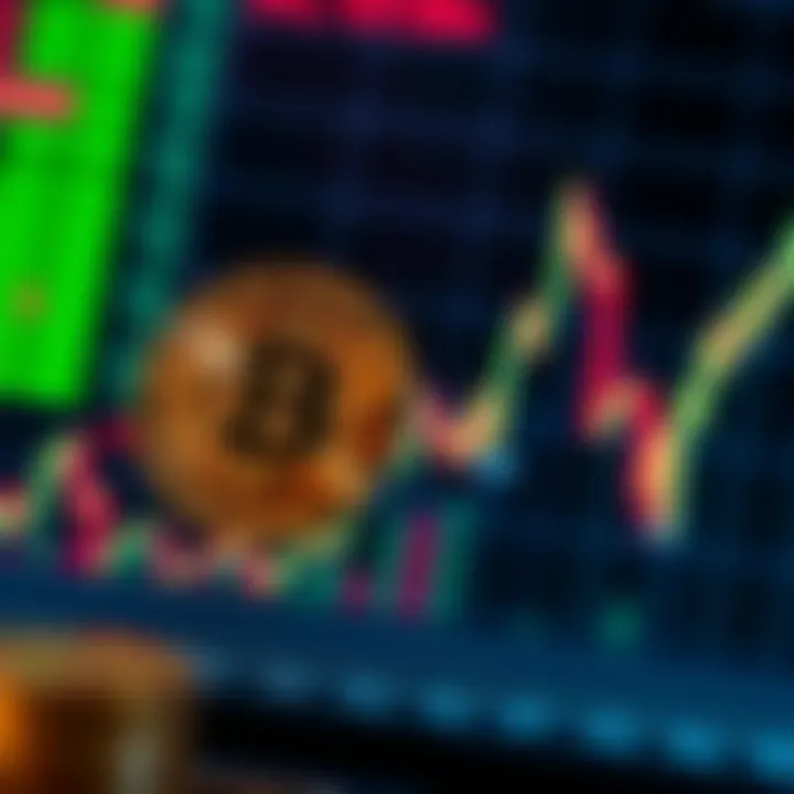 Graph showing the short-term price trends of Bitcoin with technical analysis indicators