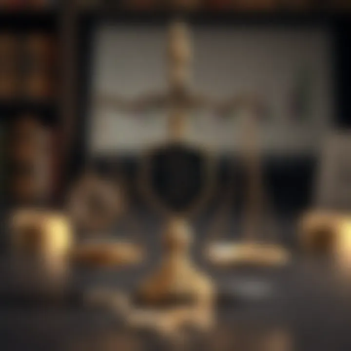 Legal scales balancing digital currencies symbolizing legal protection in cryptocurrency investments