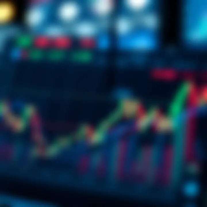 Graph depicting AI-assisted trading strategies with financial data and natural language processing elements