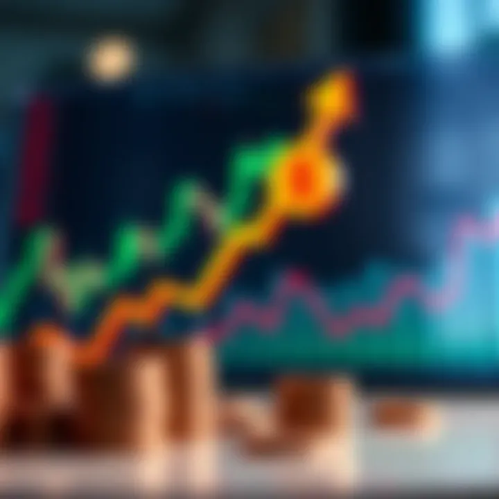 Illustration depicting a financial chart with an upward trend and a bonus symbol to represent no deposit bonuses from brokers