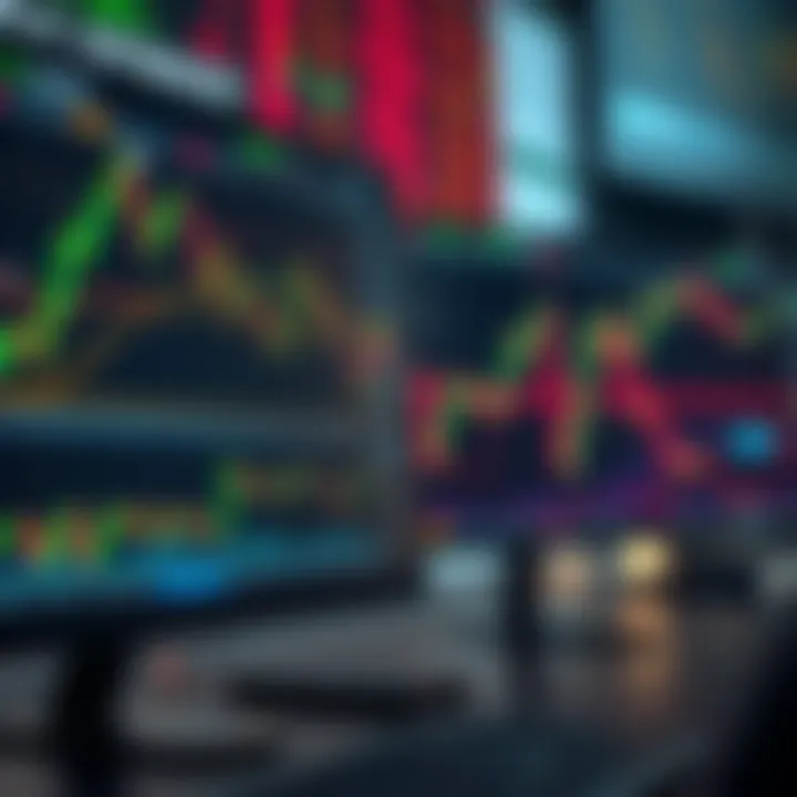 Illustration of forex market trading platforms displaying currency charts and data