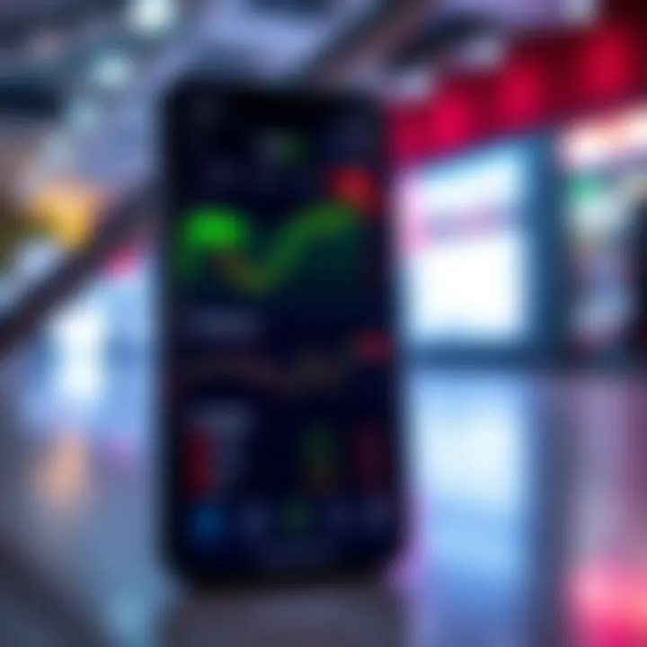 IQ Option Mobile App Dashboard for Trading in Colombia Mobile phone displaying IQ Option app with trading graphs and options optimized for Colombian users