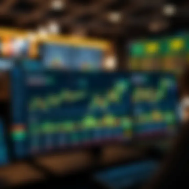 Interface of a free trading simulator showing charts and asset options on a digital platform
