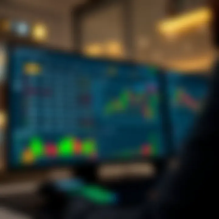 Illustration of digital trading platform interface showing index synthetic asset options and market data