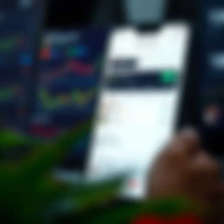 Overview of a mobile trading application interface showing various financial charts and asset options