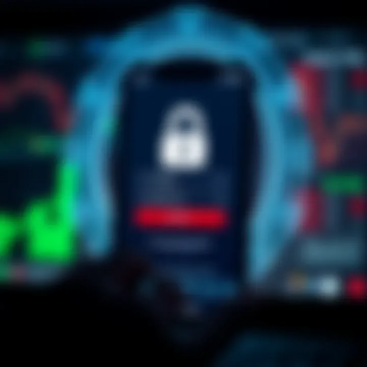 Trading Application Security and Authentication Secure login screen on a trading app emphasizing safety features and user authentication