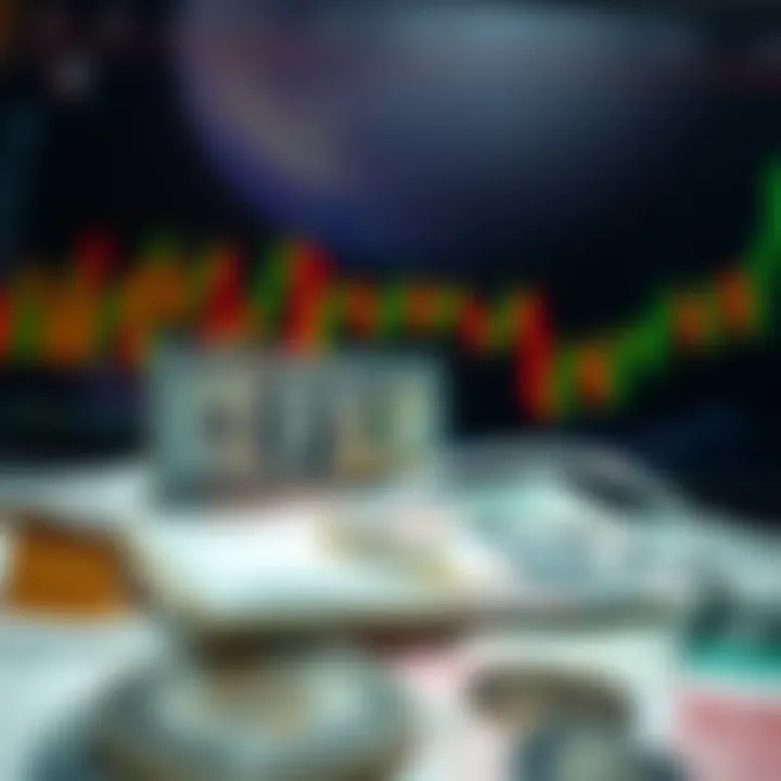 Illustration of currency conversion methods with charts and financial icons