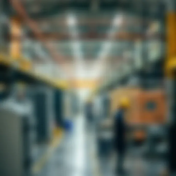 Industrial Manufacturing Facility in Colombia Industrial manufacturing plant with advanced machinery and workers operating equipment