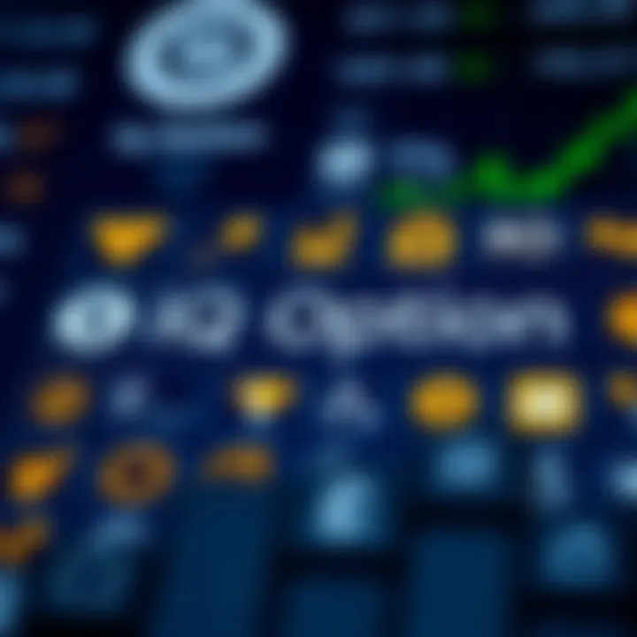 Various financial asset icons representing options and instruments available for trading