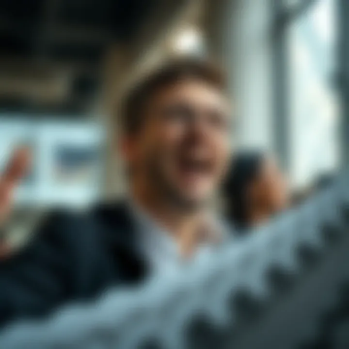 Person energetically launching a project with focused determination