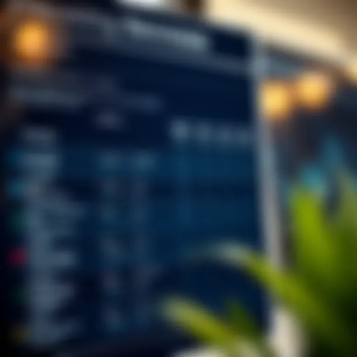 Comparison chart showing various brokers with their platform features, fees, and risk management tools