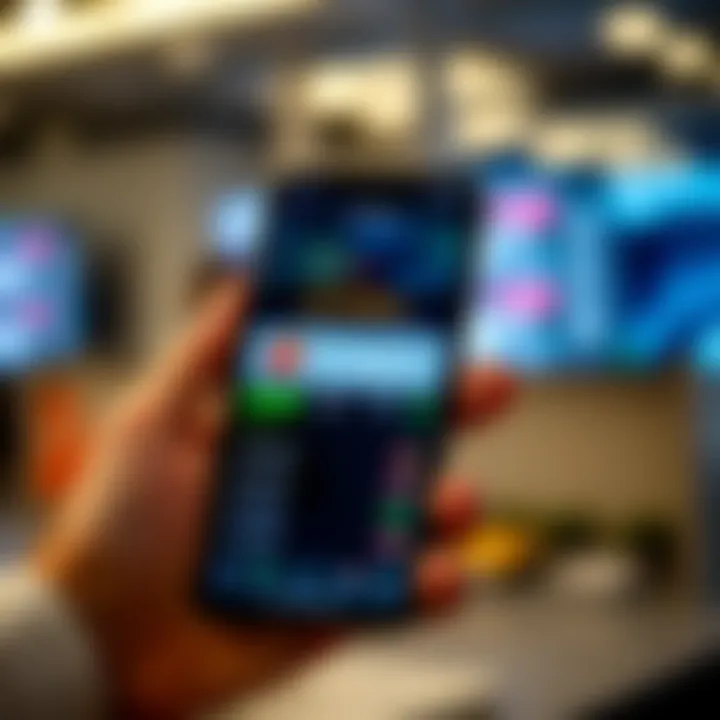 Mobile device displaying the official IQ Option trading platform interface
