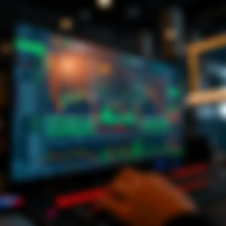 User interface of IQ Option trading platform showing charts and trading tools