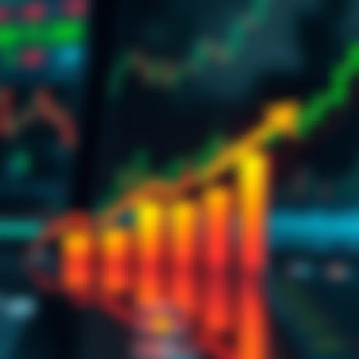 Conceptual illustration of trading growth with charts and arrows