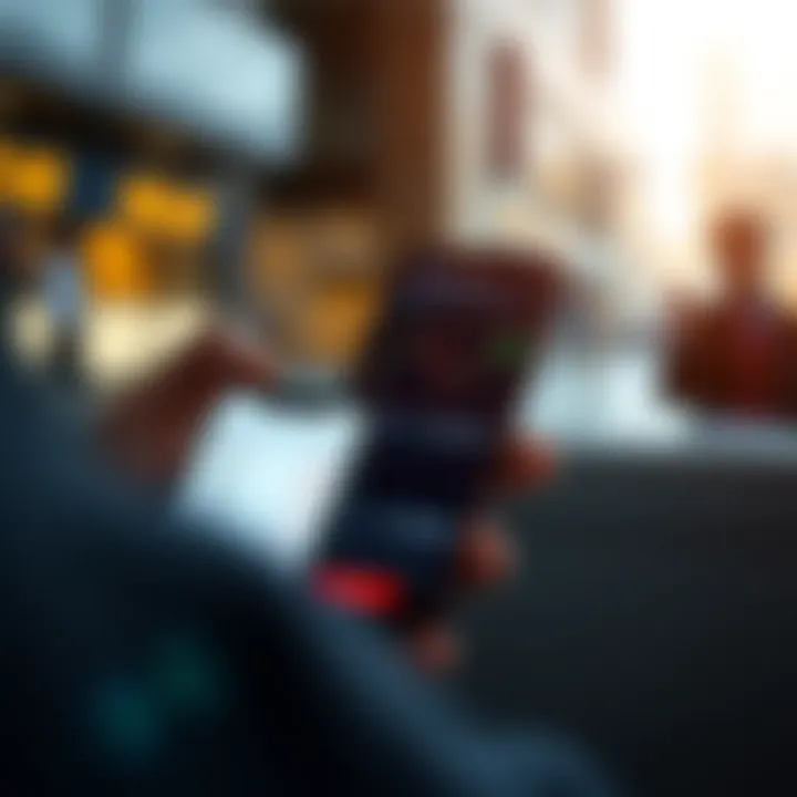 Mobile device showing a stock trading app with live price updates and investment options