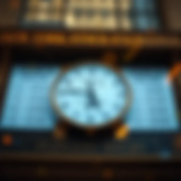 Clock showing the opening hours of the New York Stock Exchange with different time zones highlighted