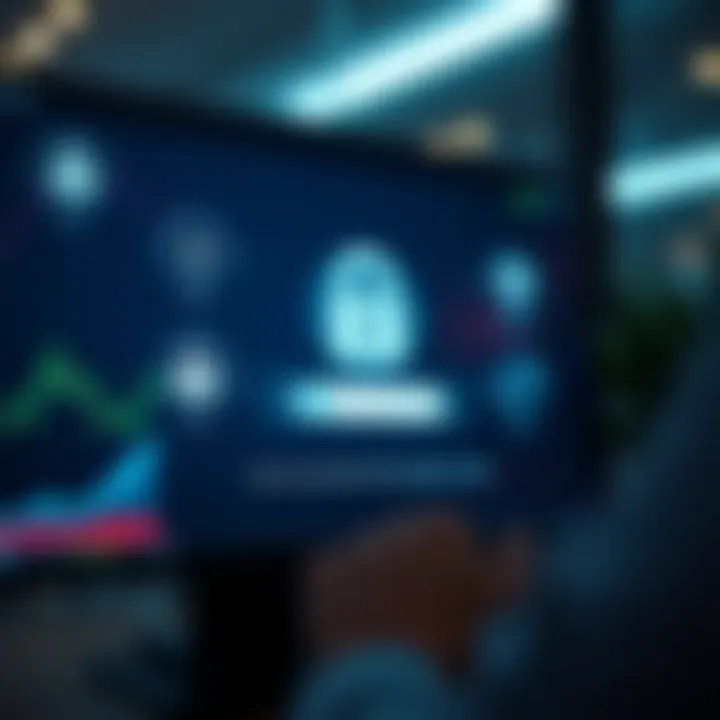 Secure login screen with financial data icons representing safety and compliance in digital investing