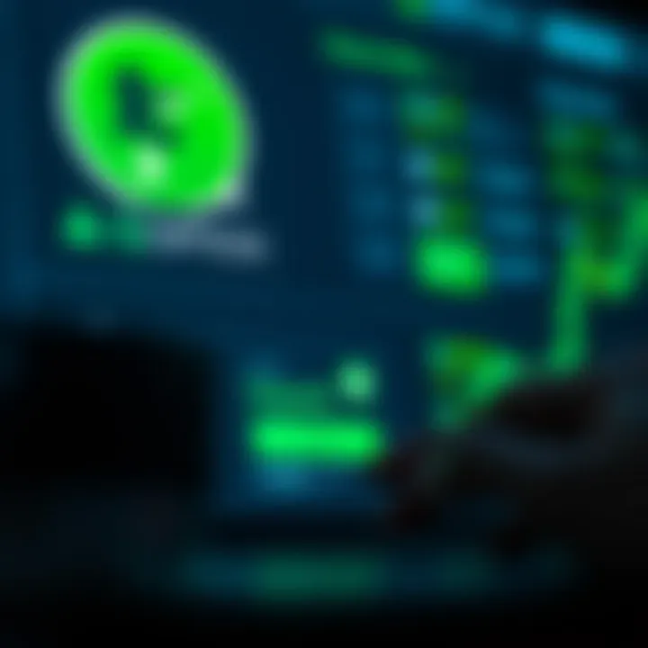 Secure online transaction on financial platform with currency symbols and digital icons