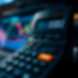 Calculator displaying forex pip calculations for trading analysis