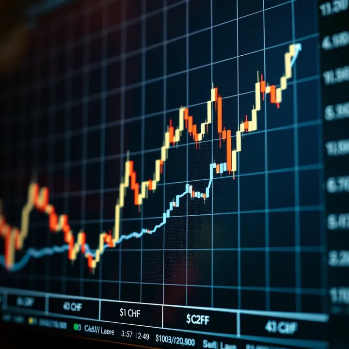 Graph showing currency exchange rate trends between Canadian Dollar and Swiss Franc over time