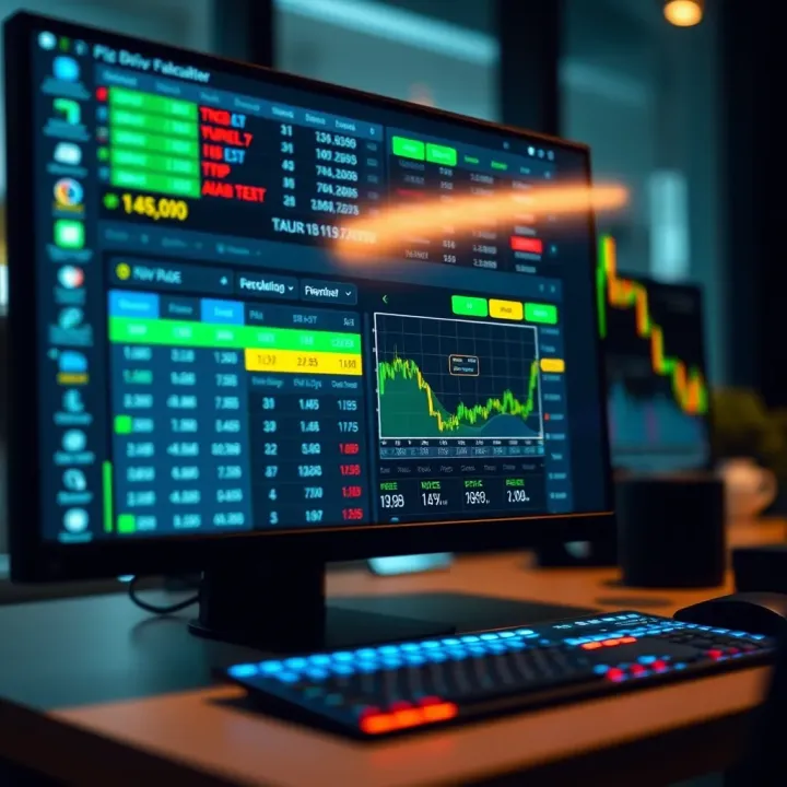 Screen showing pip calculator interface on Deriv trading platform