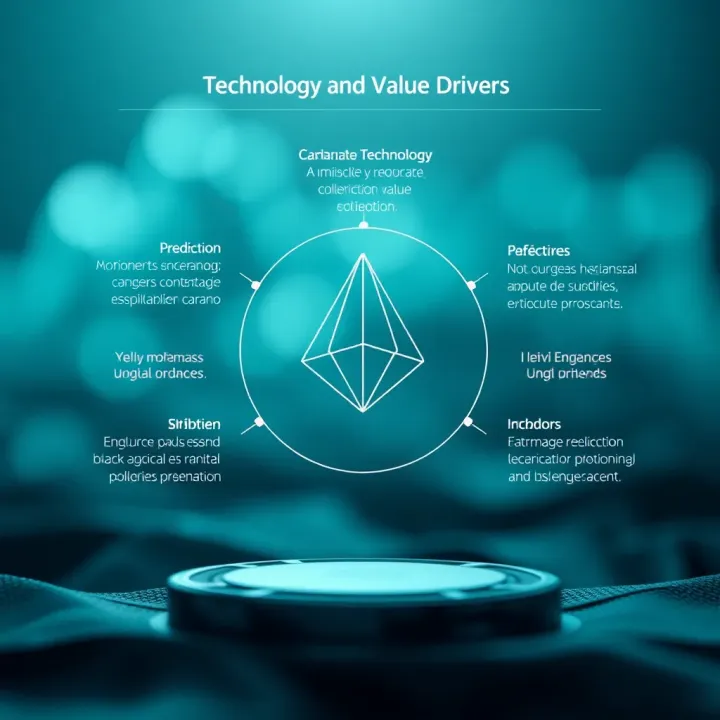 Diagram illustrating Cardano blockchain technology and factors impacting its valuation