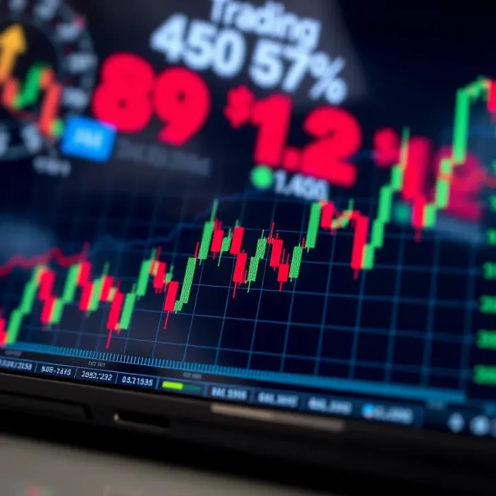 Graph showing fluctuating financial market trends representing binary trading decisions