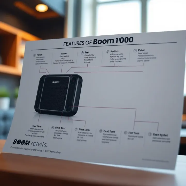 Comprehensive Overview of Boom 1000 Features and Specifications Detailed diagram showcasing the key features and technical specifications of the Boom 1000 device