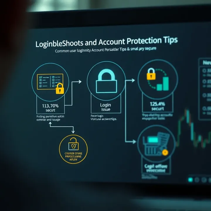 Diagram illustrating common login issues and security tips for digital accounts