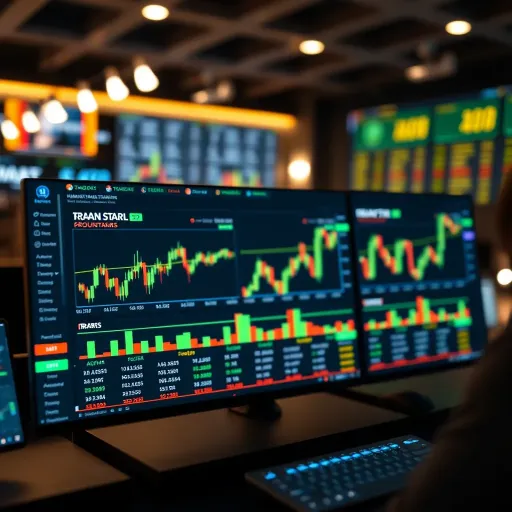 Trading Simulator Platform Displaying Asset Charts Interface of a free trading simulator showing charts and asset options on a digital platform