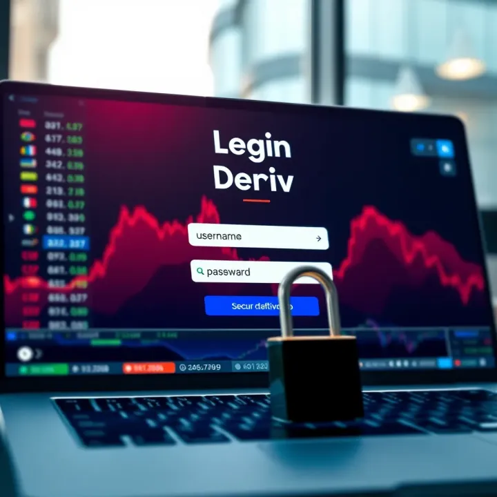 Secure login interface of the Deriv trading platform showing username and password fields