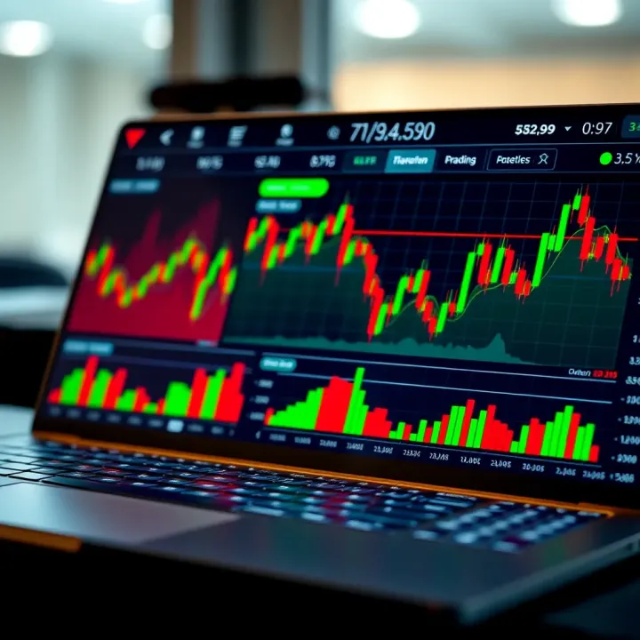 Interface of a secure cryptocurrency trading platform with charts and analytics