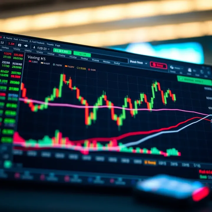 Digital chart displaying cryptocurrency price trends with technical indicators