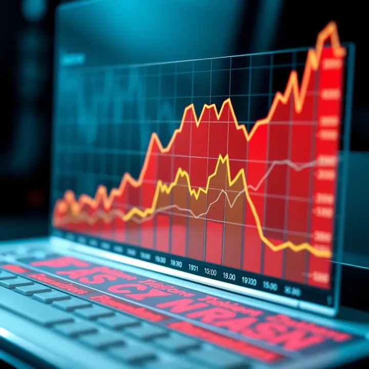 Graph showing growth trends and various financial assets available on Deriv-com
