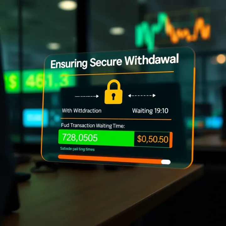 Ensuring Secure Withdrawal and Understanding Processing Times Graphic showing secure transaction confirmation and estimated waiting time for fund withdrawal