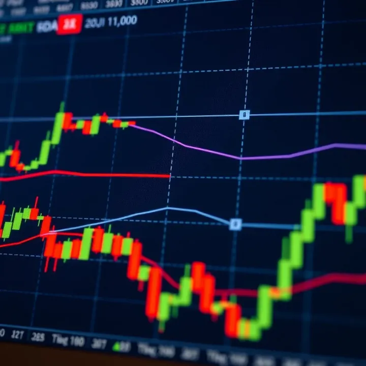 Illustration showing a doji candlestick pattern with equal opening and closing prices on a financial chart
