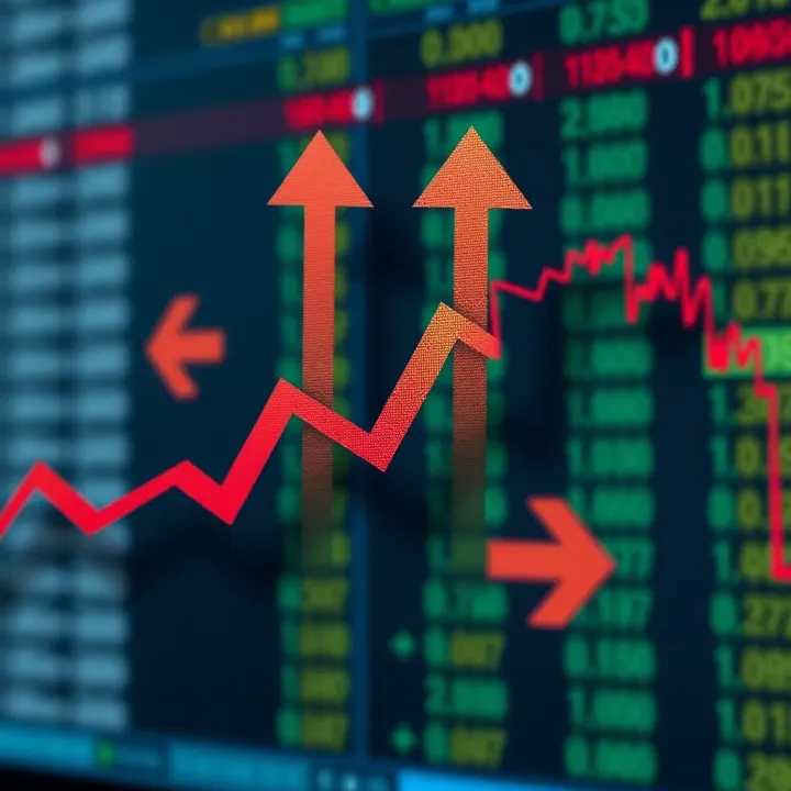 Illustration of currency symbols with upward and downward arrows representing volatility and protection strategies