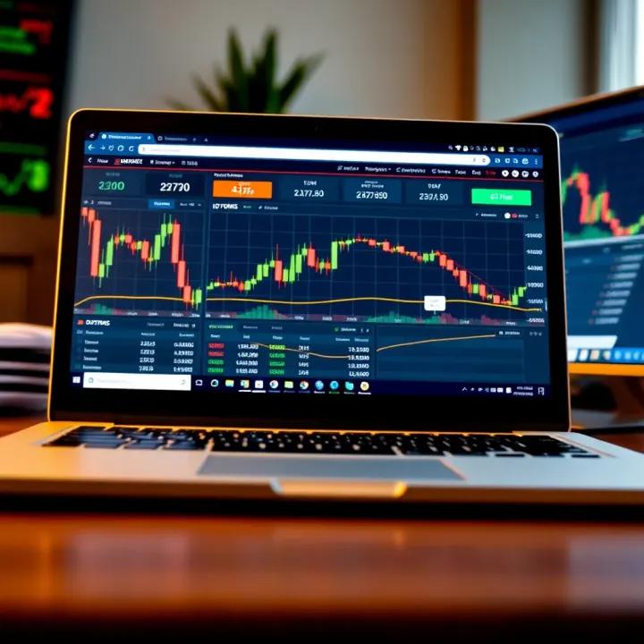 IQ Option trading platform interface displayed on a laptop screen