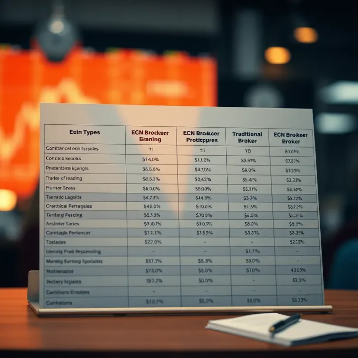 Comparison chart highlighting differences between ECN brokers and other broker types