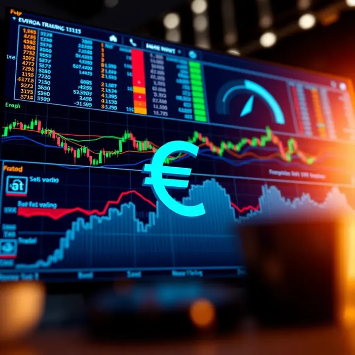 Illustration of key financial tools and data charts used for forecasting euro currency movements