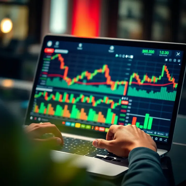 Financial Data Analysis on Trading Application Dashboard User analyzing financial data on a laptop with trading application dashboard
