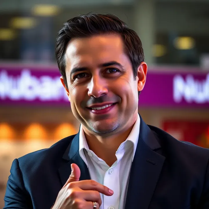 David Vélez Leading Nubank's Fintech Revolution Portrait of David Vélez, founder of Nubank, symbolizing leadership in fintech innovation