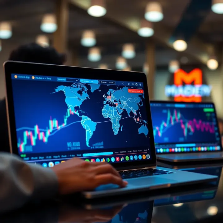 Global Accessibility of Metatrader Web for Online Trading Illustration of global access to Metatrader Web for online trading from various devices