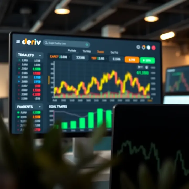 Screenshot of the Deriv trading platform dashboard displaying various financial instruments available for Colombian traders