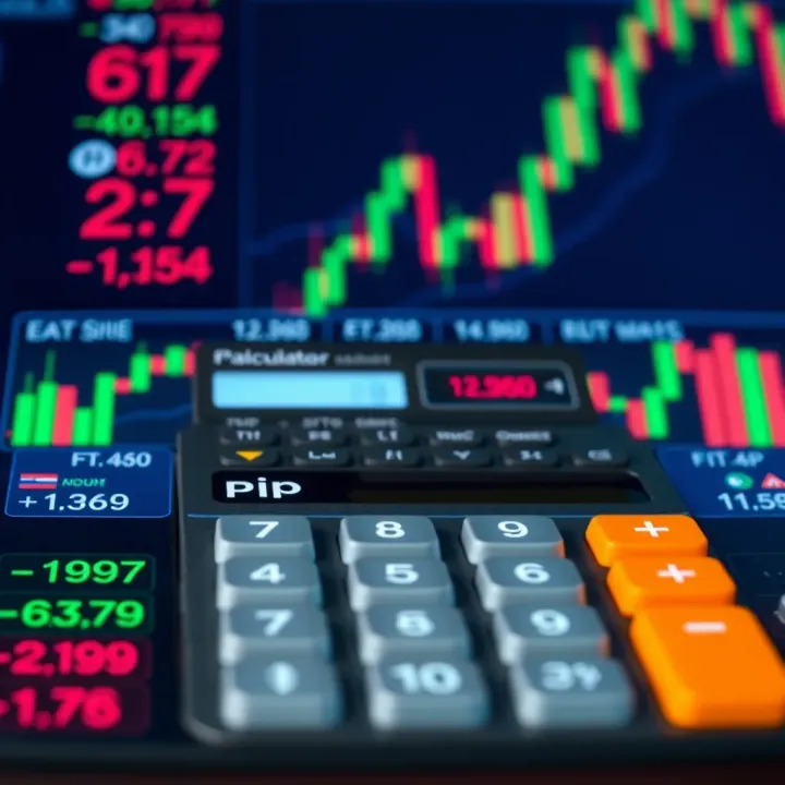 Forex pip calculator interface displaying currency pairs and pip values